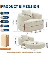 homfan 3-in-1 Folding Memory Foam Sofa Bed, Convertible Floor Futon Chair with Washable Cover