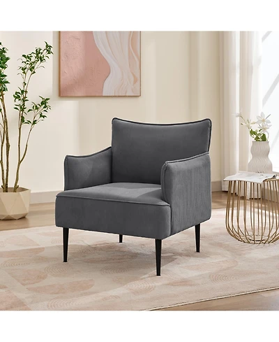 homfan Single Armchair with Removable Cushions, Wood Frame and Metal Legs, 300 Lbs Capacity, for Living Room and Bedroom