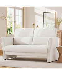 homfan 57" Boucle Loveseat Sofa, Small 2-Seater Couch with High Backrest, Removable Lumbar Pillows, Easy Assembly