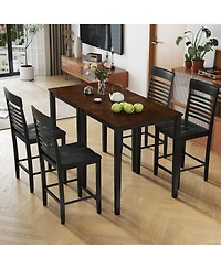Slickblue 5-Piece Counter Height Kitchen Table Set with Footrest and Wood Frame