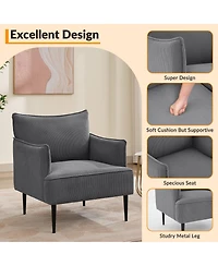 homfan Single Armchair with Removable Cushions, Wood Frame and Metal Legs, 300 Lbs Capacity, for Living Room and Bedroom