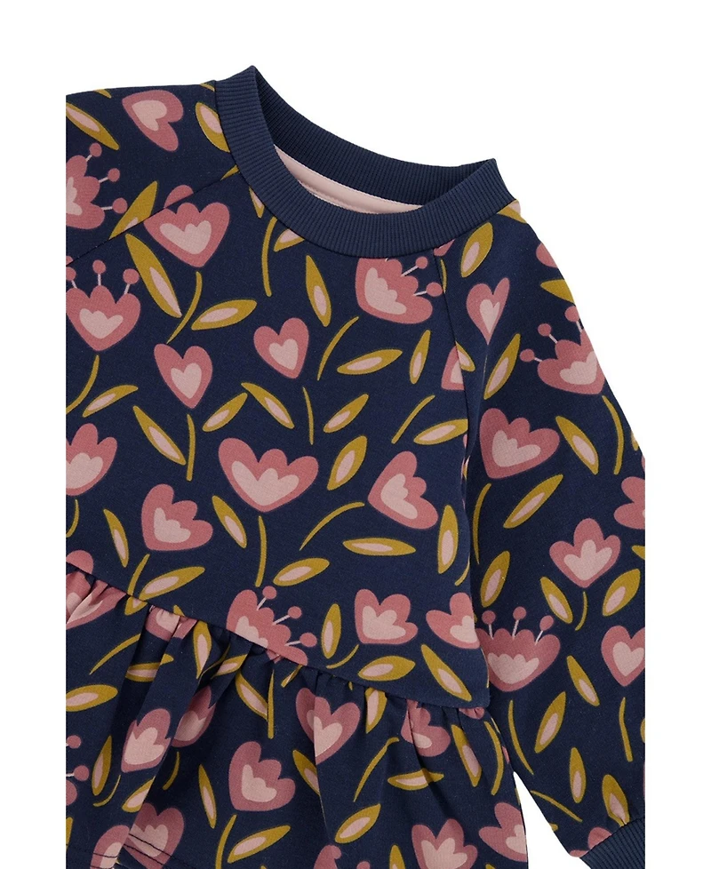 Deux par Baby Girl French Terry Top Blue Tulip Print
