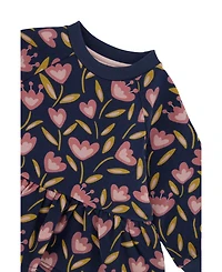 Deux par Baby Girl French Terry Top Blue Tulip Print