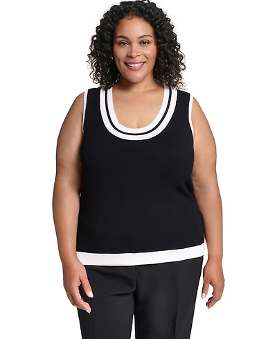 Karl Lagerfeld Paris Plus Scoop Neck Knit Tank Top
