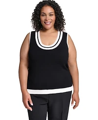 Karl Lagerfeld Paris Plus Scoop Neck Knit Tank Top