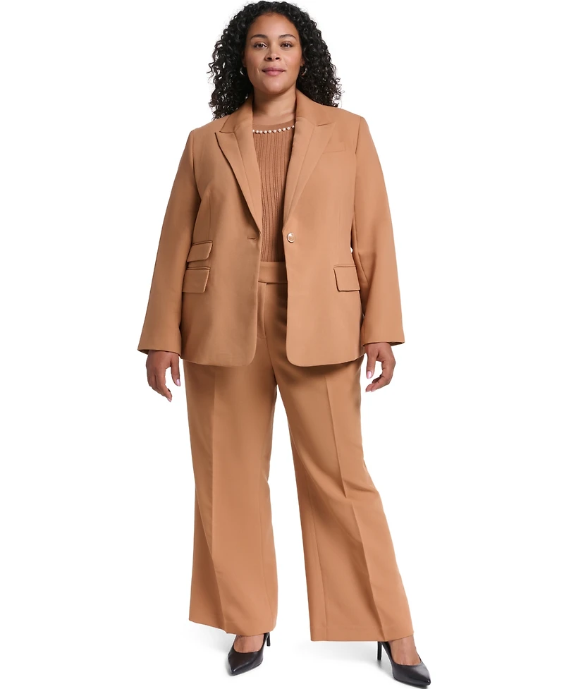 Karl Lagerfeld Paris Plus Size One-Button Woven Blazer