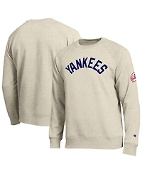 Champion Men's Oatmeal New York Yankees All-Star Soft Felt Raglan Sweatshirt