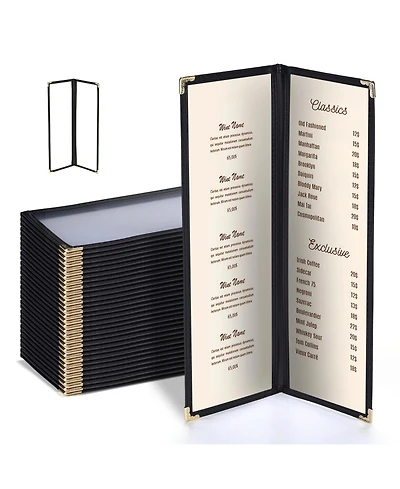 Yescom WeChef 30 Pcs Restaurant Menu Covers Holders for 4.25 x 14" Paper 2 Page 4 View