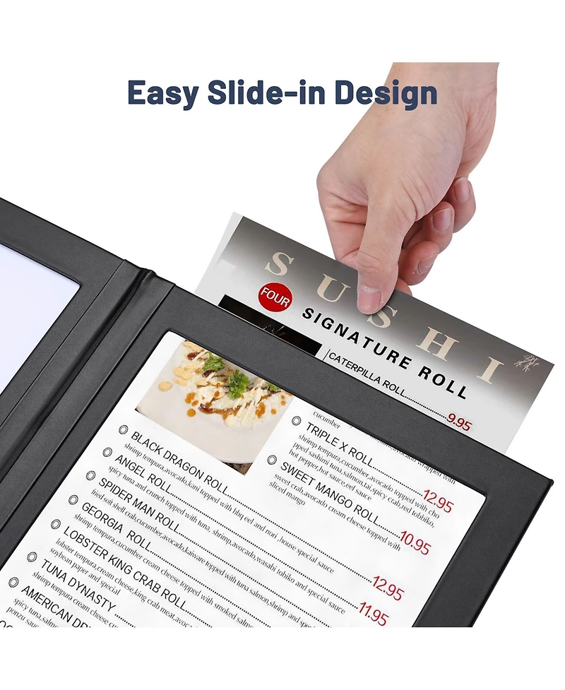 Yescom WeChef Set of 2 Led Back Lit Light Menu Holder Cover 2/4 View Fits 8"x11" Paper