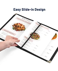 Yescom 30 Pack Menu Covers 8.5 x 11" Book Style Menu Holders 4 Pages 8 Views Restaurant Bar Black