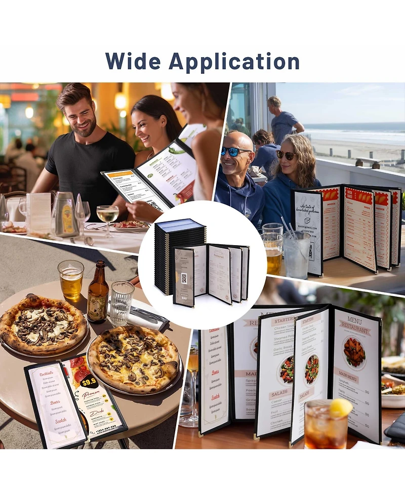 Yescom 30 Pcs Menu Covers 8.5x11" 4 Page 8 View and 4.25x11" Half Page Wine List
