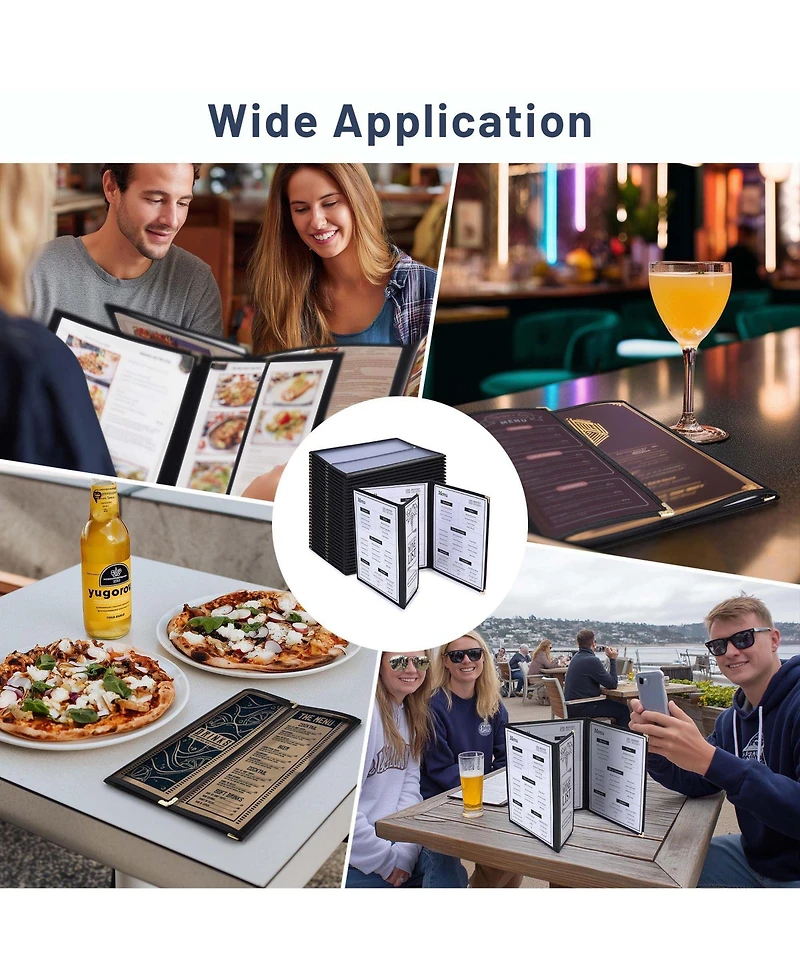 Yescom 30 Pcs Restaurant Menu Covers Trifold for 8.5x11" 3 Page 6 View and 4.25x11" Half Page for Wine List Drink cafe Bar