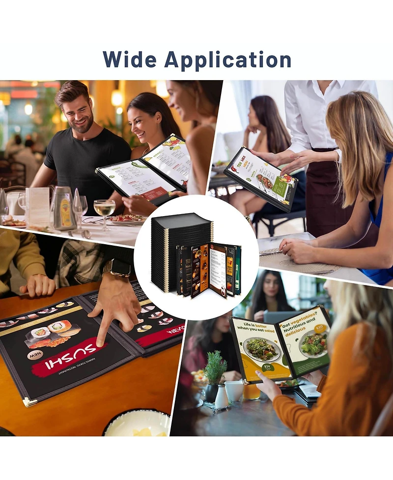 Yescom WeChef 30 Pack Menu Covers 8.5 x 11" Book Style 6 Pages 12 Views Restaurant Cafe