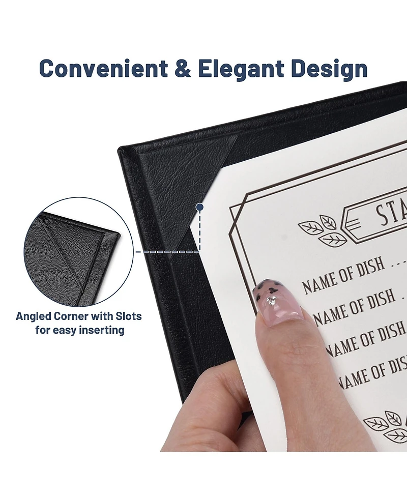 Yescom WeChef Restaurant Menu Covers 8.5x11" Trifold 3 View Pu Leather with Angled Corners for Wine List Bar Hotel 5 Pack
