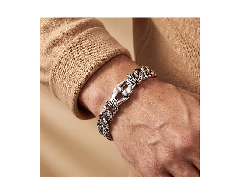 Rachel Glauber Unique Men's 14K Gold Plated Vine Enamel Detail Chain Bracelet