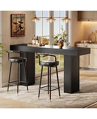 Tribesigns 70.9" Extra Long Bar Table, Counter Height Pub Table with Sturdy Pedestal Base, Modern Rustic Rectangular