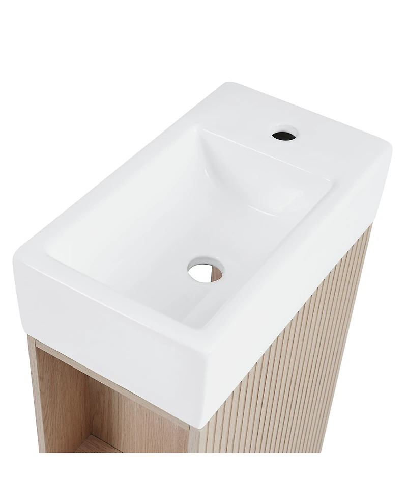 Midola 18.6" Bathroom Vanity with Sink, Bathroom Vanity Cabinet with Two-tier Shelf, Left or Right Orientation