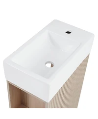 Midola 18.6" Bathroom Vanity with Sink, Bathroom Vanity Cabinet with Two-tier Shelf, Left or Right Orientation
