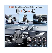 Gonez 3-in-1 Car Phone Holder Mount with Strong Suction Cup, Dashboard Windshield Air Vent Cell Phone Holder for iPhone and Android Smartphones