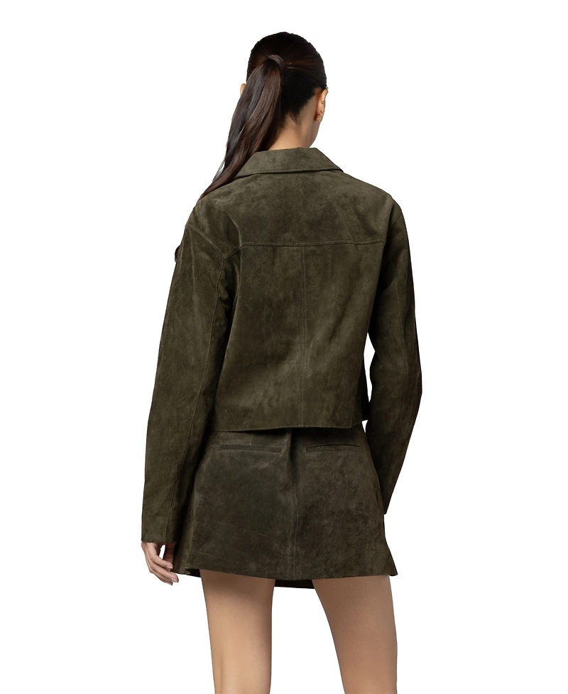 Blank Nyc Women's Spicy Herbs Collared Suede Jacket