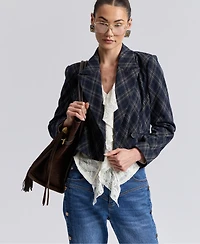Avec Les Filles Women's Cropped Double-Breasted Blazer