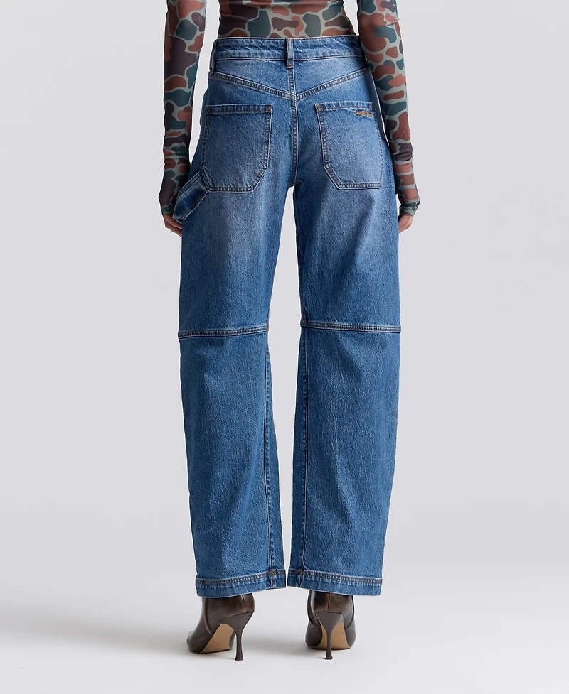 Avec Les Filles Women's Mid-Rise Curved-Leg Jeans