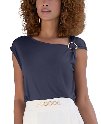 Lascana Women's Asymmetrical Ring Detail Top