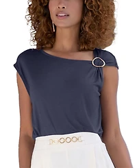 Lascana Women's Asymmetrical Ring Detail Top