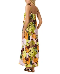 O'Neill Women's Natasha Tropical Ruffle-Trim Smocked-Back Maxi Dress