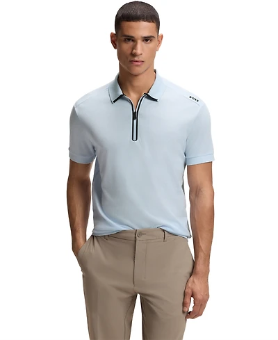 Boss by Hugo Men's Waffle Jacquard Zip-Neck Polo Shirt