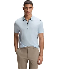 Boss by Hugo Men's Waffle Jacquard Zip-Neck Polo Shirt