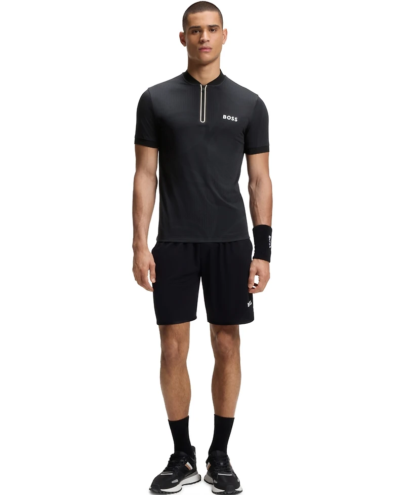 Boss by Hugo Men's Moisture Management Zip-Neck Slim-Fit Polo Shirt