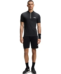 Boss by Hugo Men's Moisture Management Zip-Neck Slim-Fit Polo Shirt