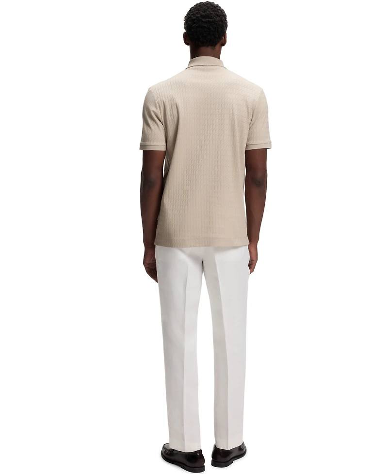 Boss by Hugo Boss Men's Geometric Jacquard Cotton Polo Shirt