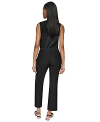 Dkny Petite Pinstripe Ponte High-Rise Front-Zip Pants