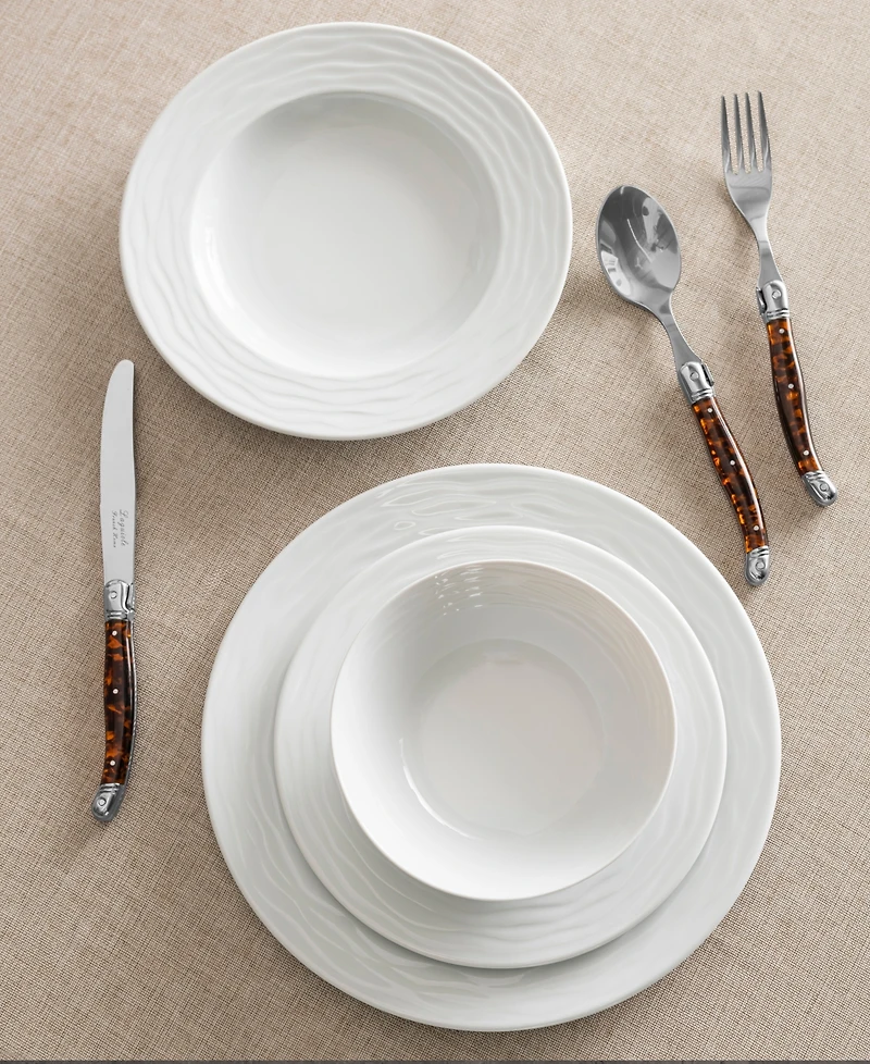 French Home White Wave 16-Piece Dinnerware Set, Service For 4