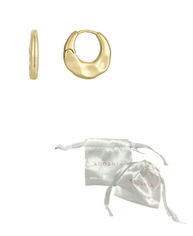 Adornia Gold Hammered Purse Hoop Earrings