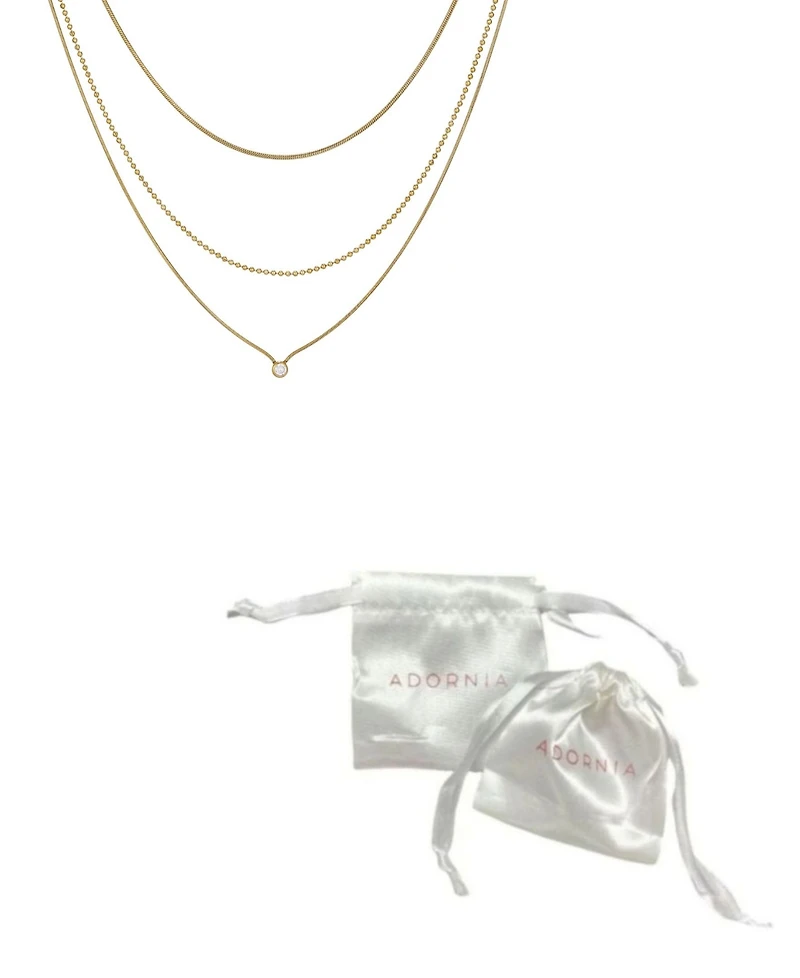 Adornia Tarnish Resistant Gold Set of 3 Connected Necklace