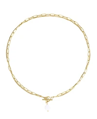 Adornia Tarnish Resistant Gold Layered Natural Freshwater Pearl Toggle Necklace