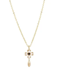Adornia Gold Natural Freshwater Pearl Inlay Flower Pendant Necklace
