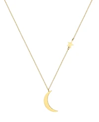 Adornia Tarnish Resistant Gold Moon and Star Pendant Necklace