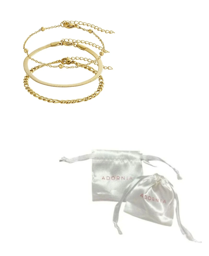 Adornia Tarnish Resistant Gold Set of 3 Chain Bracelets