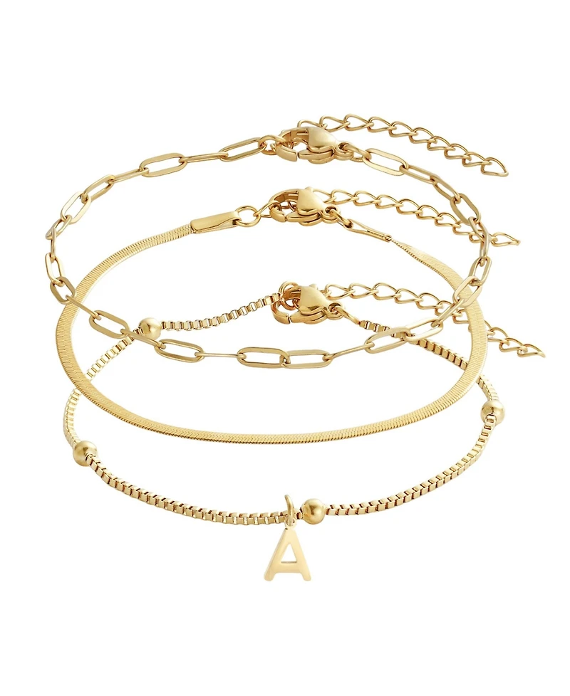 Adornia Tarnish Resistant Gold Set of 3 Chain Bracelets