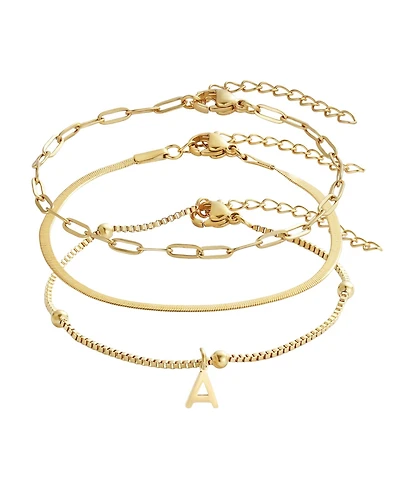 Adornia Tarnish Resistant Gold Set of 3 Chain Bracelets