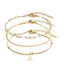 Adornia Tarnish Resistant Gold Set of 3 Chain Bracelets