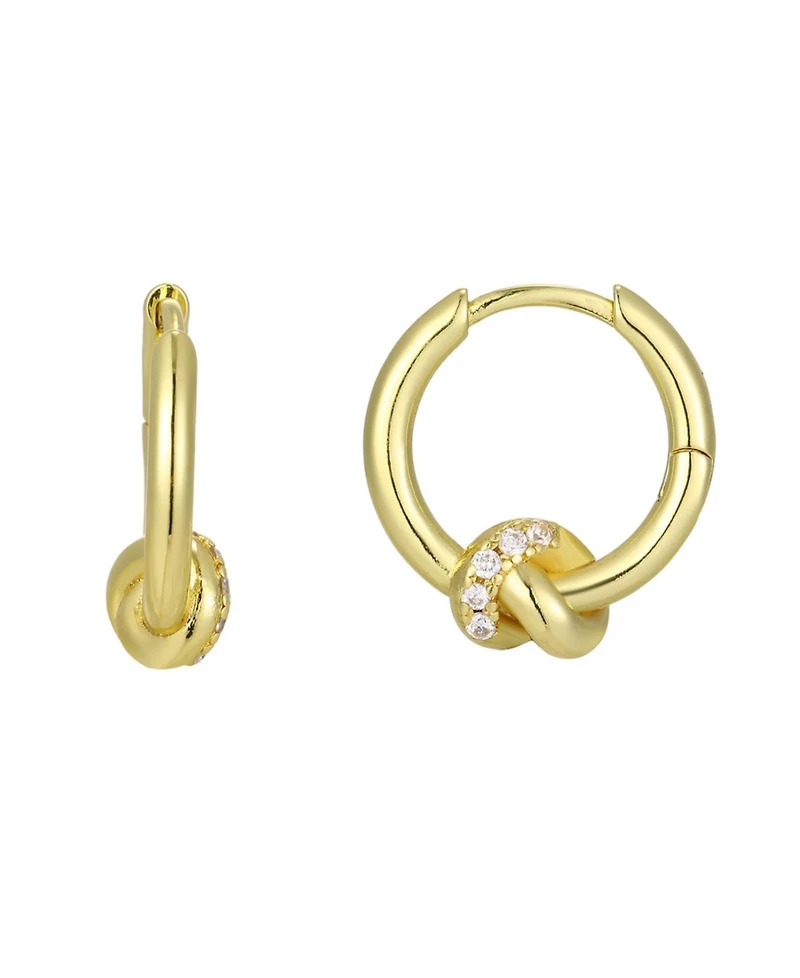 Adornia Gold Cubic Zirconia Knot Invisble Hoop Earrings