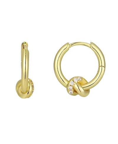 Adornia Gold Cubic Zirconia Knot Invisble Hoop Earrings