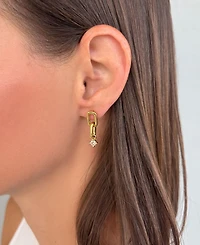 Adornia Gold Mini Paperclip Link Cubic Zirconia Drop Earrings