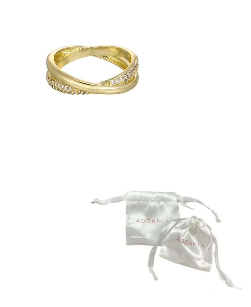 Adornia Gold Cubic Zirconia Crossed Bands Ring