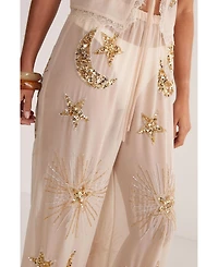 Nasty Gal Women's Moon and Star Wide Leg Beach Trouser